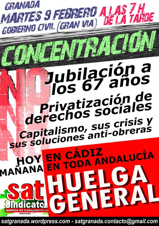 Cartel 9 F Granada Solidaridad con la Sierra de Cádiz, Huelga General Andaluza