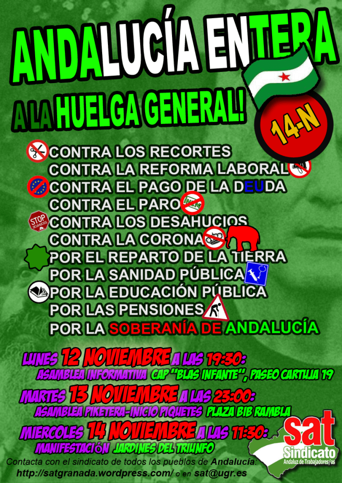 Cartel Huelga General 14N 2012 - Granada