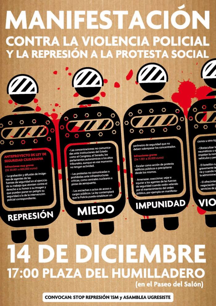 14 DE DICIEMBRE MANIFESTACIÓN CONTRA LA REPRESIÓN DESDE PLAZA DEL HUMILLADERO