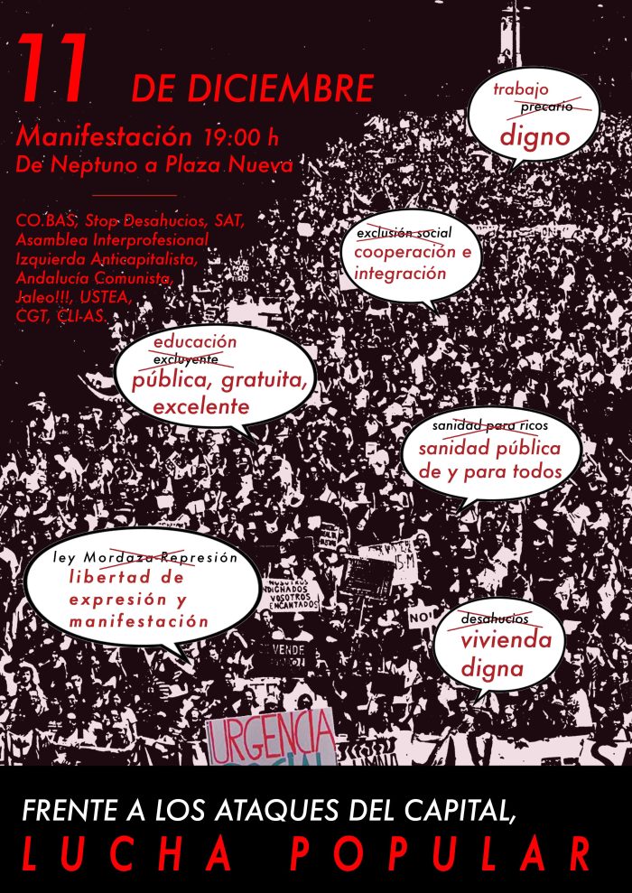 MANIFESTACION: FRENTE A LOS RECORTES DEL CAPITAL, LUCHA POPULAR