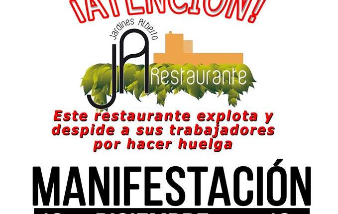 Sábado 13 de Diciembre: Manifestación en apoyo a la lucha por la readmisión de los compañeros en Jardines&nbsp;Alberto