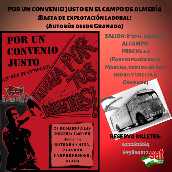 SALIDA_ 8'30 h. desde el ALCAMPO. PRECIO_ 6 € (Participacón en la Marcha, comida en san isidro y vuelta a Granada) RESERVA BILLETES_ 622282884 693854017