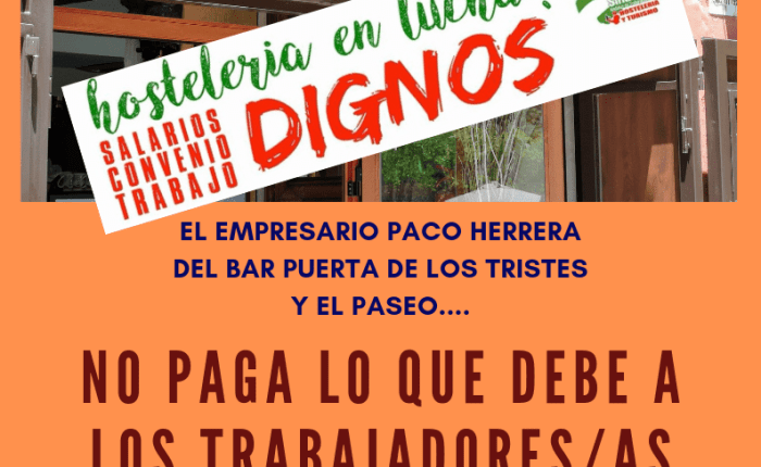 La Hostelería se manifiesta, 27 de sept 20’00 horas (Paza del&nbsp;Carmen).