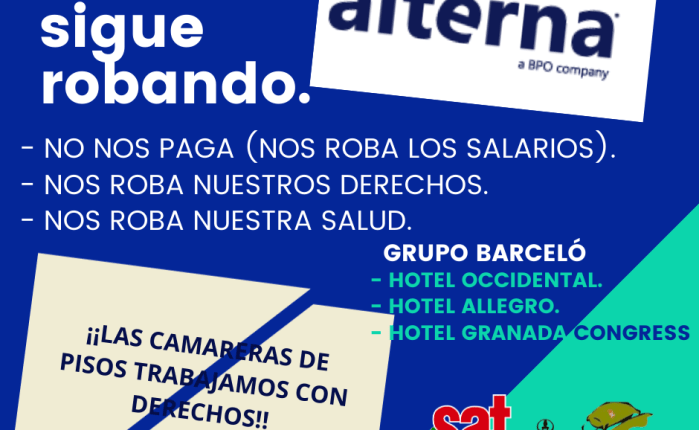 Las trabajadoras de ALTERNA (Grupo Barceló) otro mes más sin&nbsp;cobrar.