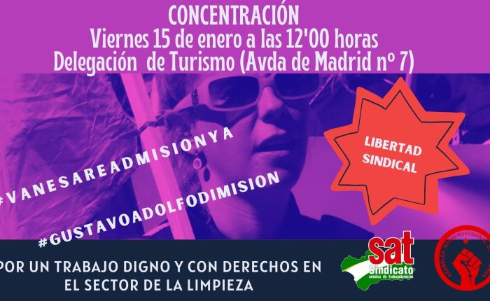 Viernes 15 de enero, concentración por la readmisión de Vanesa Sánchez.