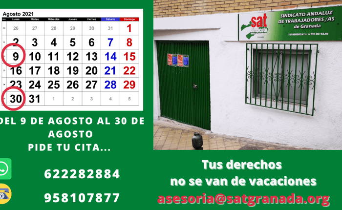 ASESORÍA SAT GRANADA.Tus derechos no se van de vacaciones.